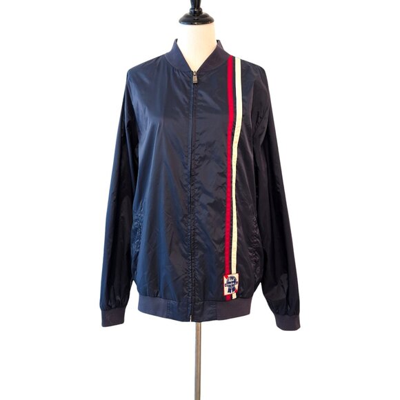 Pabst x O'Neill Mens Size L Navy Blue Red White Full Zip Windbreaker Jacket Top - Picture 2 of 10